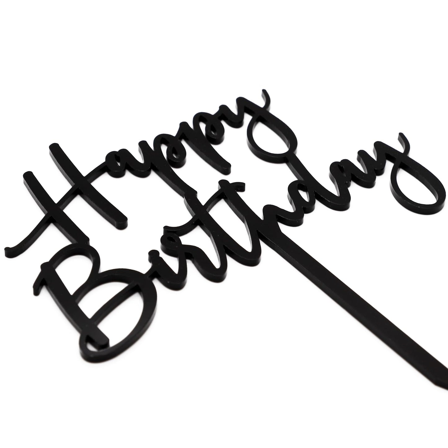 CC TOWN Happy Birthday Cake Topper, Black Acrylic Durable Versatile Cake Topper, Birthday Supplies Decorations (Black)