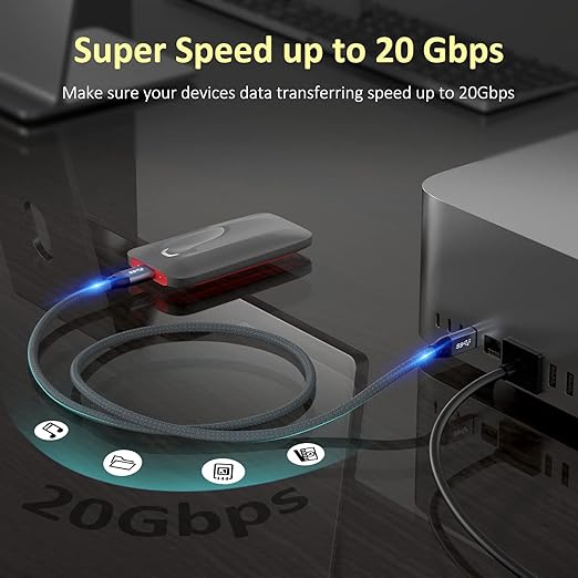 QCEs USB C to USB C Cable 10Ft, USBC 3.2 Gen 2 Cable 4K Video 100W PD Charging Cable, 20Gbps Data for USB4/Thunderbolt 3/4 Compatible with MacBook Pro/Air, iPad Pro, iPhone 16 Galaxy S25, Quest