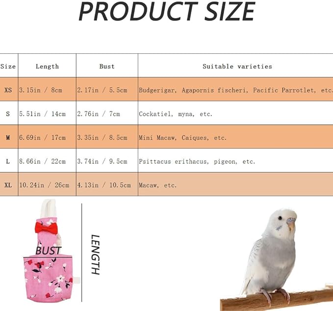 5pcs Bird Diaper Cute Printed Parrot Flight Suit Parrot Nappy Reusable Pigeon Pants Cockatiel Clothes for Parakeet Mini Macaw Budgie Canary for Indoor Outdoor - color1 XL
