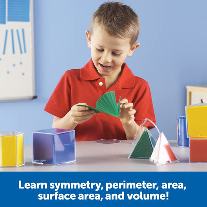 Learning Resources Folding Geometric Shapes Set - Classroom Must Haves, Teacher Supplies, Geometry Game, Pattern Blocks, Homeschool, 3d School Figures for Teaching, Math Manipulatives Essentials