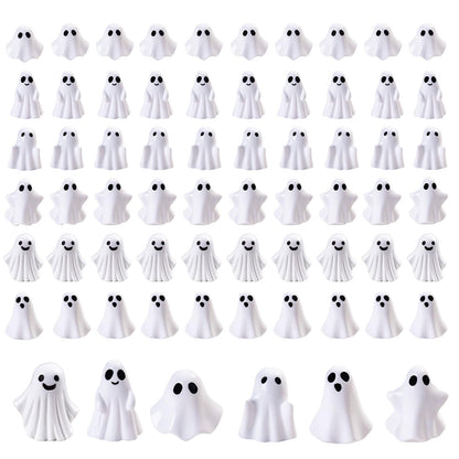 Cutecutedy 60Pcs Mini Resin Ghost Figurines,Tiny Little Ghosts for Halloween Decor,Cute Spooky Vase Filler,Tiered Tray & Table Centerpiece,Miniature Party Favors,Home Decor