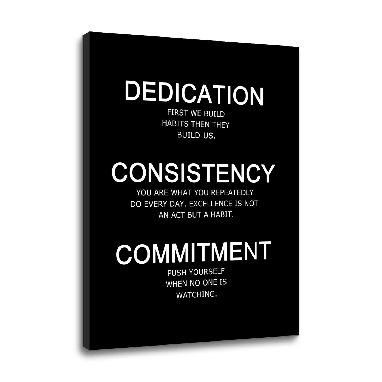 Inspirational Canvas Wall Art Dedication Consistency Commitment quote Office Decor Painting Pictures Motivational Poster Prints Artwork for Living Room Modern Home Stretched and Framed [18''W x 24''H]