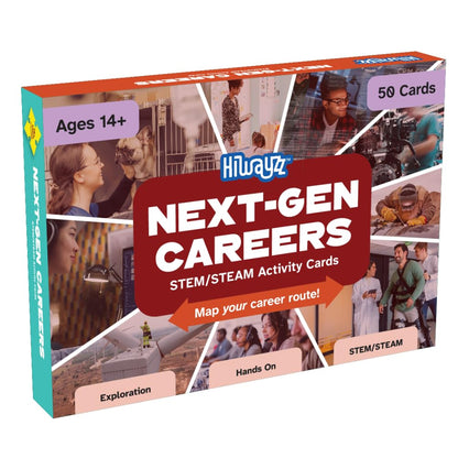 Hiwayzz Next-Gen Career Cards – Career Exploration Deck for High School Students – 50 Educational CTE Cards with Salaries & Education Paths - 75+ Hours of Activities - Ages 14+