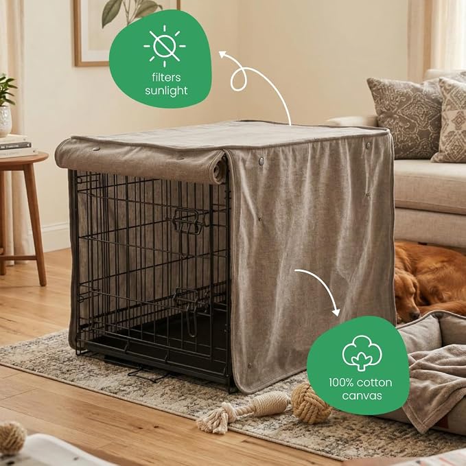 Molly Mutt Jupiter Dog Crate Cover, GOTS-Certified 100% Organic Cotton Canvas Cover for Dog or Puppy Kennel and Cage, Washable, Free of Harmful Chemicals, Huge, Fits 36"x23"x25" Crate