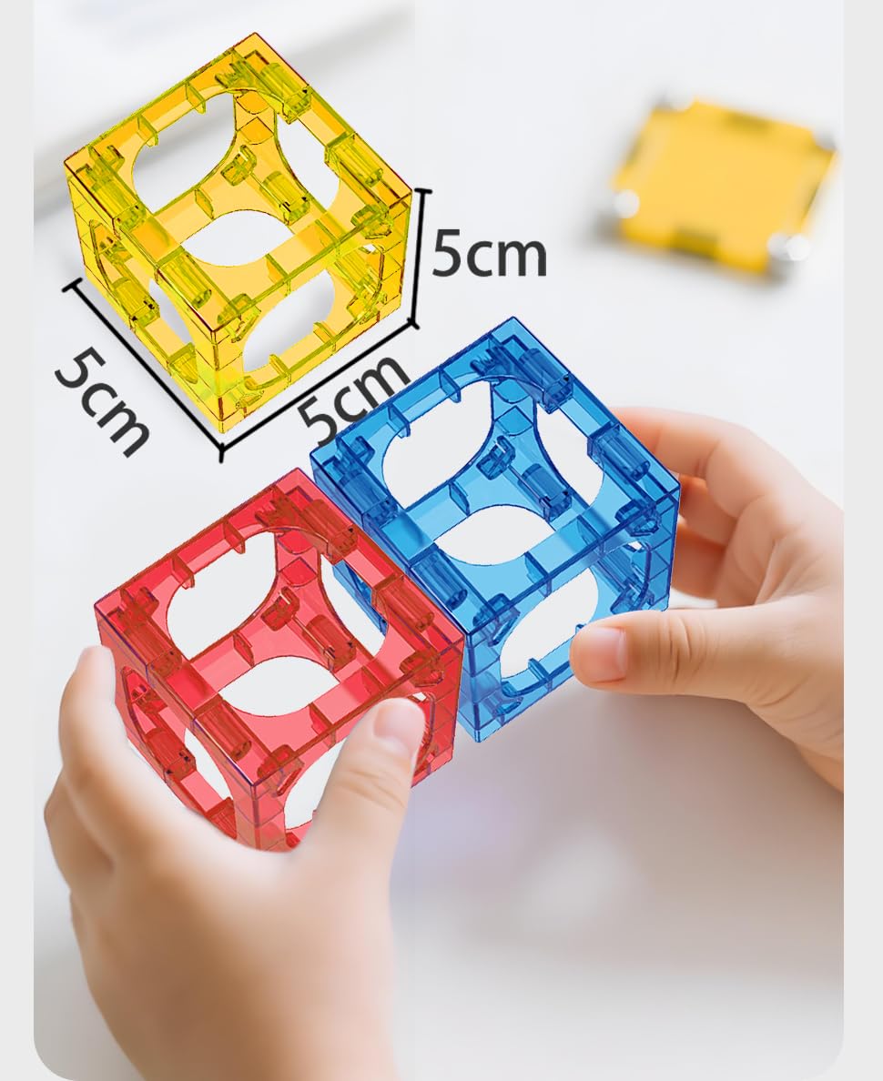MIEBELY Magnetic Tiles, 112 PCS Magnetic Maze Building Blocks Toy for Kids with Glowing Ball, Magnet Marble Run Set, STEM Education Toddler Toy Building Block Gifts for Boys and Girls 3 4 5 6 7 8 9
