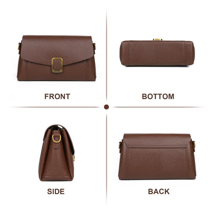 MoreFarther Genuine Leather Crossbody Bag for Women, Removable Satchel Adjustable Shoulder Bag (Chocolate)