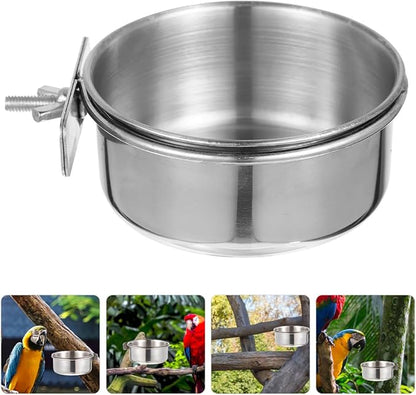 4pcs Stainless Steel Bird Bowls for Cage Feeding, 10cm Small Pet Food and Water Dishes, Sturdy Coop Cups for Parakeets, Small Parrots, and Small Birds