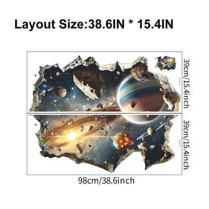 Quanhaigou 3D Galaxy Outer Space Wall Decals Stickers Wall Murals Wallpaper Decor for Home Floor Living Room (Universe Planet)