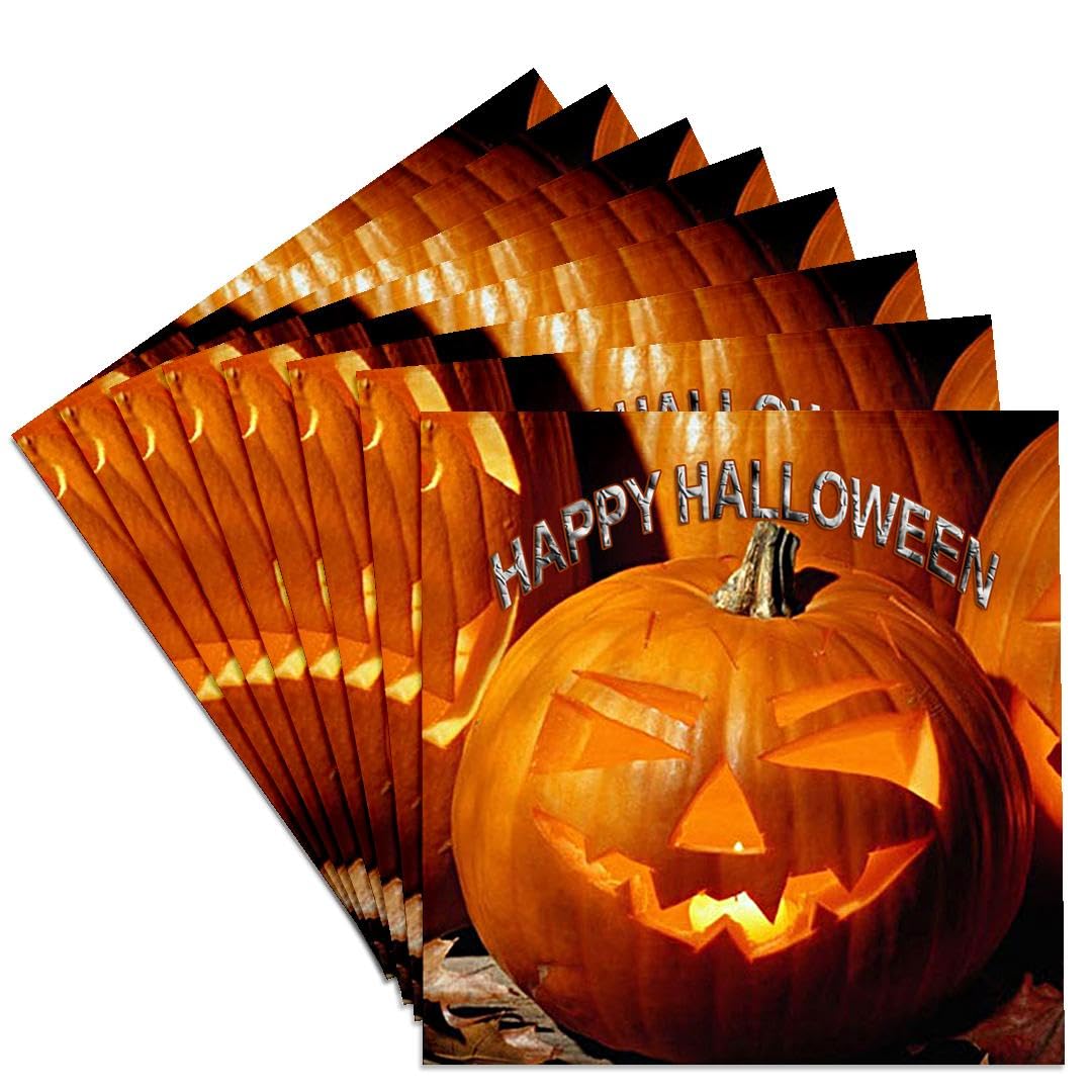3dRose LLC Happy Halloween Ceramic Tile Coaster, Set of 8