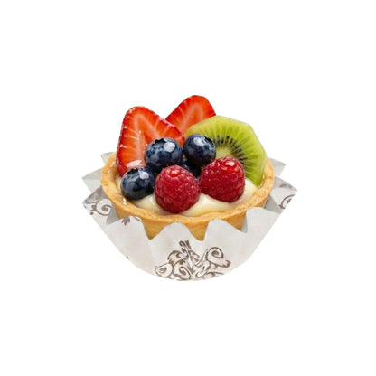 Restaurantware Panificio 0.4 Ounce Baking Cups 200 Flared Cupcake Liners - Oven-Ready Freezable Black And White Paper Muffin Cases Disposable Vintage Floral For Wedding Parties Baby Showers