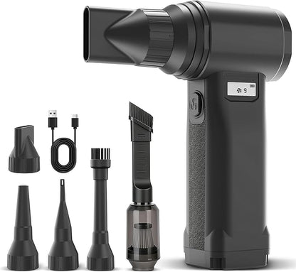 Electric Compressed Air Duster, 300,000RPM Cordless Air Blower for Dust Removal, Duster/Vacuum 2-in-1 with 10 Speeds, 20000mAh Rechargeable & 5 Nozzles Dust Blower for PC, Keyboard, Car, Outdoor