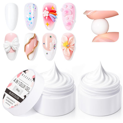 Makartt Clear Gel Builder Kit: Self-Levelling, Long Lasting Extension Hard Gels for Strengthener, Broken Nails Repair Gel Kit with Paper Forms, Dual forms, Nail File and Dual-End Brush 1.06 oz