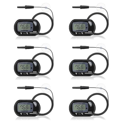 DaToo Aquarium Thermometer with Large LCD Display Fahrenheit/Celsius(℉/℃) Fish Tank Thermometer for Aquarium Reptile Terrarium Digital Water Thermometer with Suction Cup(6 Pack)