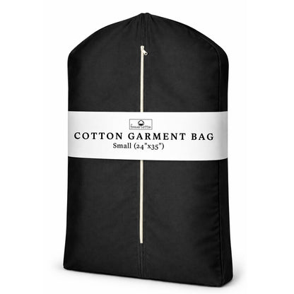 Forever Cotton Premium 100% Cotton Garment Bags – 35" Black Canvas Suit Cover with YKK Zipper – Breathable, Dust-Proof Storage for Suits, Coats, Dresses, Jackets & Travel/Closet Use
