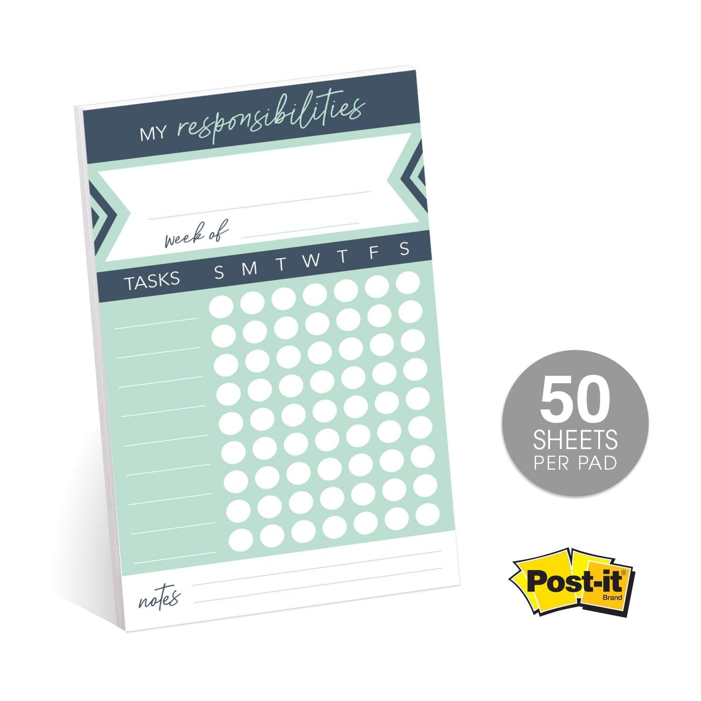 Modern Weekly Chore Chart / 6" x 10" Sticky Note Fill-in Task List/Homeschool Task Assignment List
