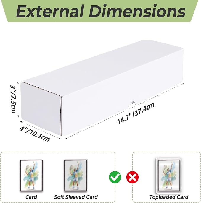 PHAREGE 10 Pack Trading Card Storage Boxes White for 4000 Count 35pt Cards | Baseball Card Storage, Sport Card Shipping, Flat Bottom, Shape Well, Easy Fold, Easy Open, DIY Cardboard, Self-locking