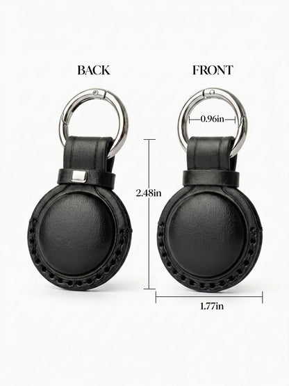 JusBumio Handcrafted Full Grain Veg-Tanned Leather Holder Compatible with Apple AirTag 2nd & 1st Gen, Full-Wrap Secure Keychain Case, Discreet Leather Air Tag Keychain for Keys, Bags & Luggage