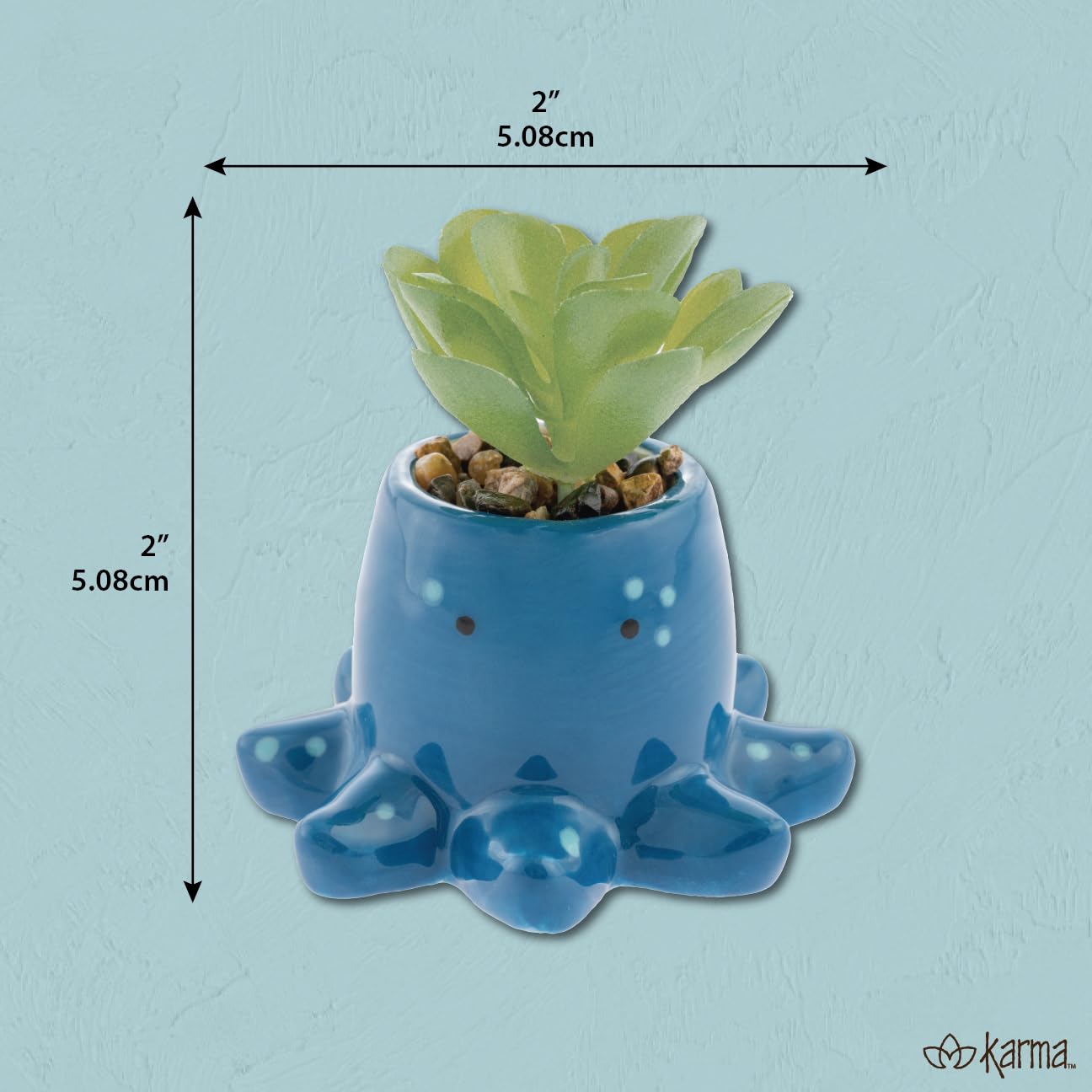 Karma, Shaped Artificial Succulents in Ceramic Pot, Faux Mini Succulent Plant, Desk Decor, Office Plants - Turtle