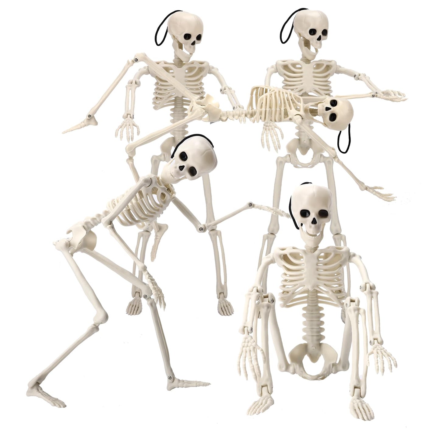 TMFsode 5 Packs Halloween Skeleton Decorations, 16" Halloween Mini Skeleton with Posable Joints, Spooky Poseable Plastic Skeletons for Yard Garden Lawn Haunted House Graveyard Props Decor