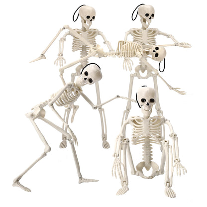 TMFsode 5 Packs Halloween Skeleton Decorations, 16" Halloween Mini Skeleton with Posable Joints, Spooky Poseable Plastic Skeletons for Yard Garden Lawn Haunted House Graveyard Props Decor