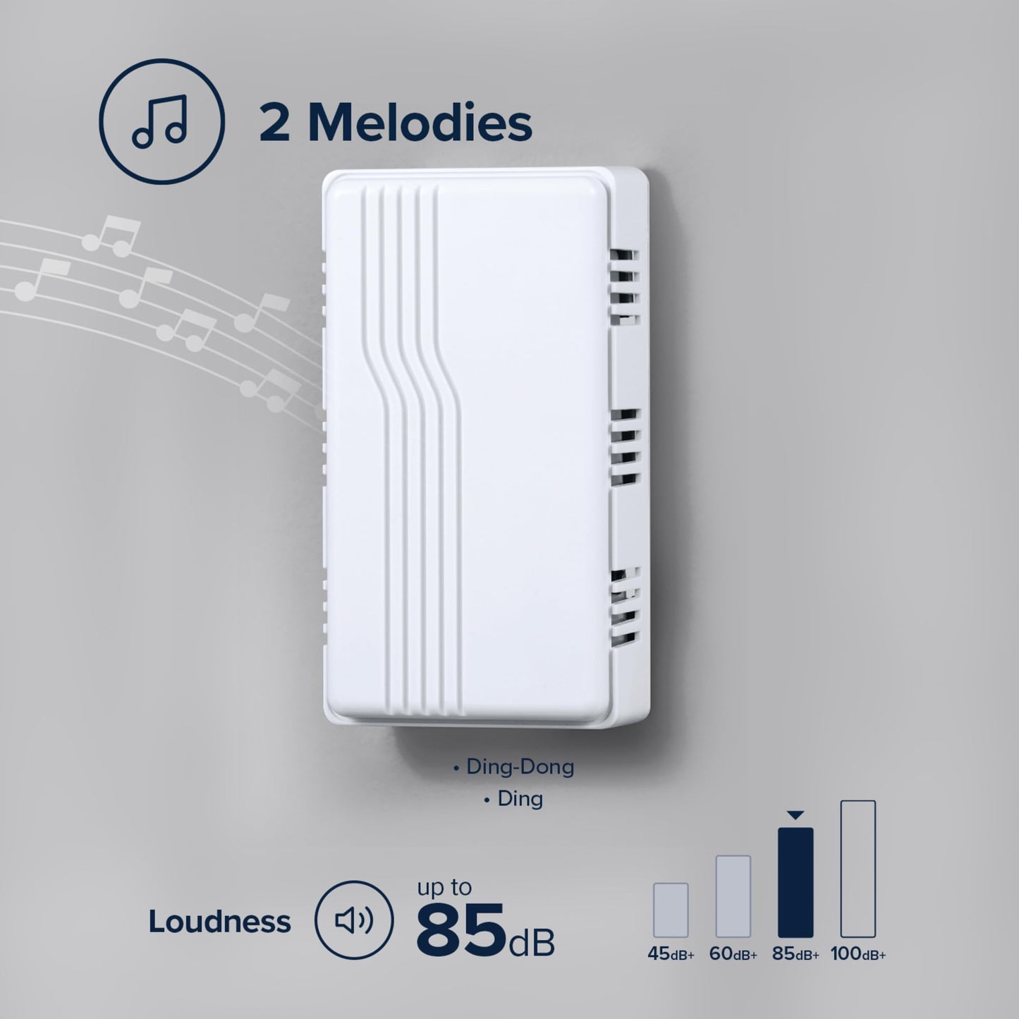 Heath Zenith Wired Mechanical Doorbell Chime, White, Plastic, Wired, 2 Tunes, Vertical, Horizontal, 80 dB, Button Not Included