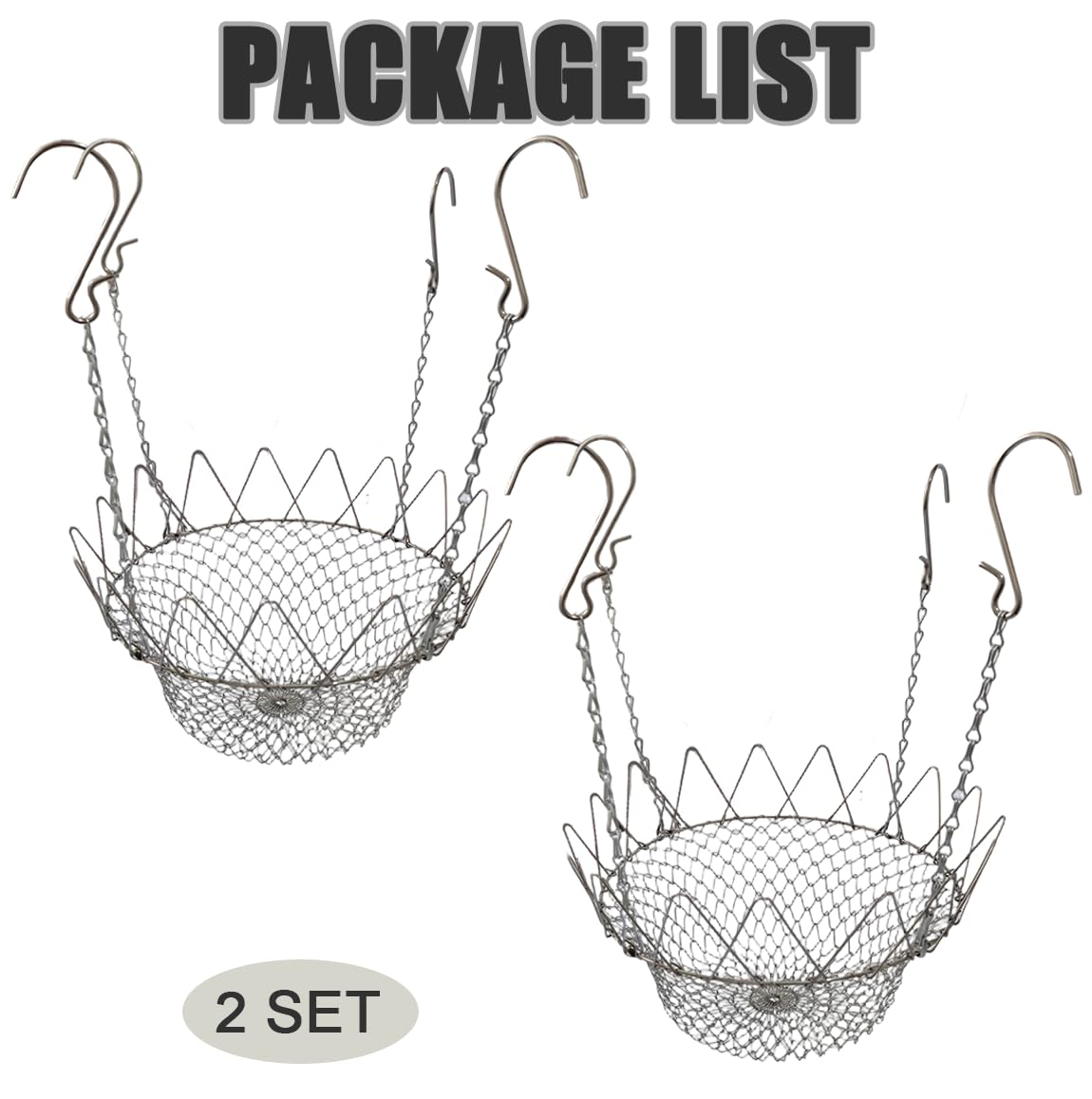 Sexyppl 2Set Adjustable Planter Insert for Pots Any Height, Plant Risers for 12-18" Wide Top Opening Pots, Durable Stainless Steel with Thick Hooks, Suitable for Indoor Outdoor Weddings & Party Decor