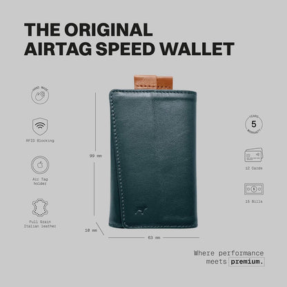 The Frenchie Co. - Speed Wallet - Slim front-pocket wallet with integrated Apple AirTag holder - Quick-access pull tab for fast card ejection - RFID blocking, fits up to 8 cards & folded cash