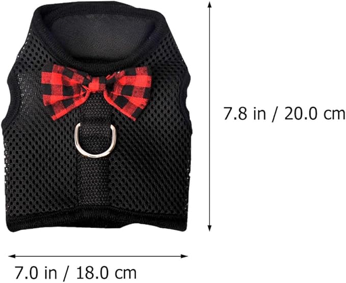 GLEAVI Small Pet Harness Vest Breathable Mesh Dog Harness Set Black S Chest 20-23Cm for Rabbits Guinea Pigs Squirrels Walking