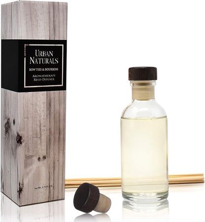 Urban Naturals Bowties & Bourbon Reed Diffuser Gift Set | Dark Oak, Bergamot & Bourbon | Made in the USA