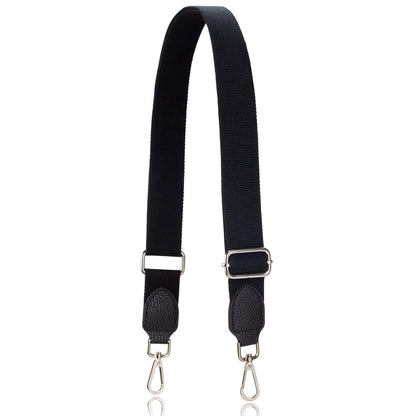 Allzedream Purse Straps Replacement Crossbody Bags Handbag Wide Canvas Leather Adjustable (Black, Silver hardware)