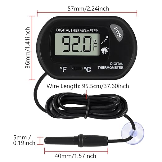 10Pcs Aquarium Thermometer Fish Tank Thermometer Reptile Terrarium Water Test Digital with LCD Display Fahrenheit/Celsius(℉/℃)