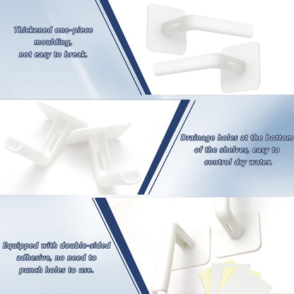 4 Pcs Curtain Holders, Self-Adhesive Hooks, L-Shaped Curtain Holdbacks, No Drill Curtain Pull Backs for Kitchen Living Room Office