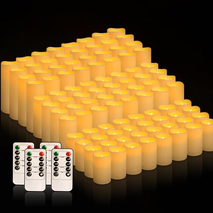 fclayvts 96-Pack LED Flameless Candles with Remote Control - Perfect for Parties, and Special Occasions(Three Sizes)