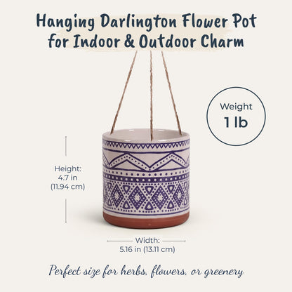 Blue Sky Ceramic Hanging Darlington 5'' Flower Pot