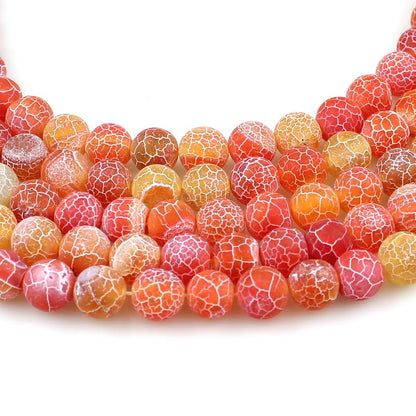 MJDCB Natural Orange Frosted Agate Round Stone Beads for Jewelry Making DIY Bracelets Necklaces (8mm)