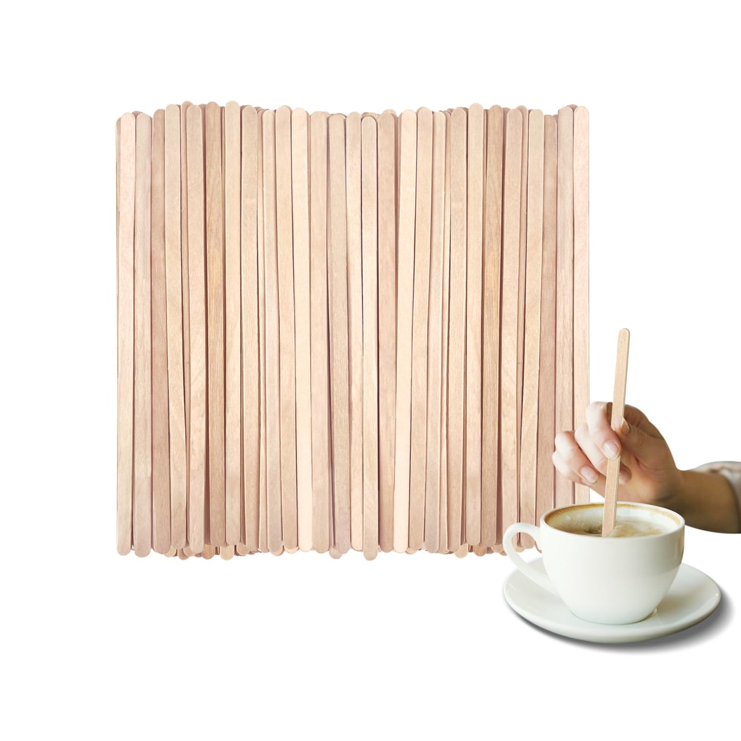KTOJOY 1000 Pack Birch Wood Coffee Stirrers, 7.5 Inch Sturdy Coffee Stir Sticks, Smooth Round Ends, Splinter-Free Disposable Stir Sticks for Coffee, Cocktails, Office, Home Use