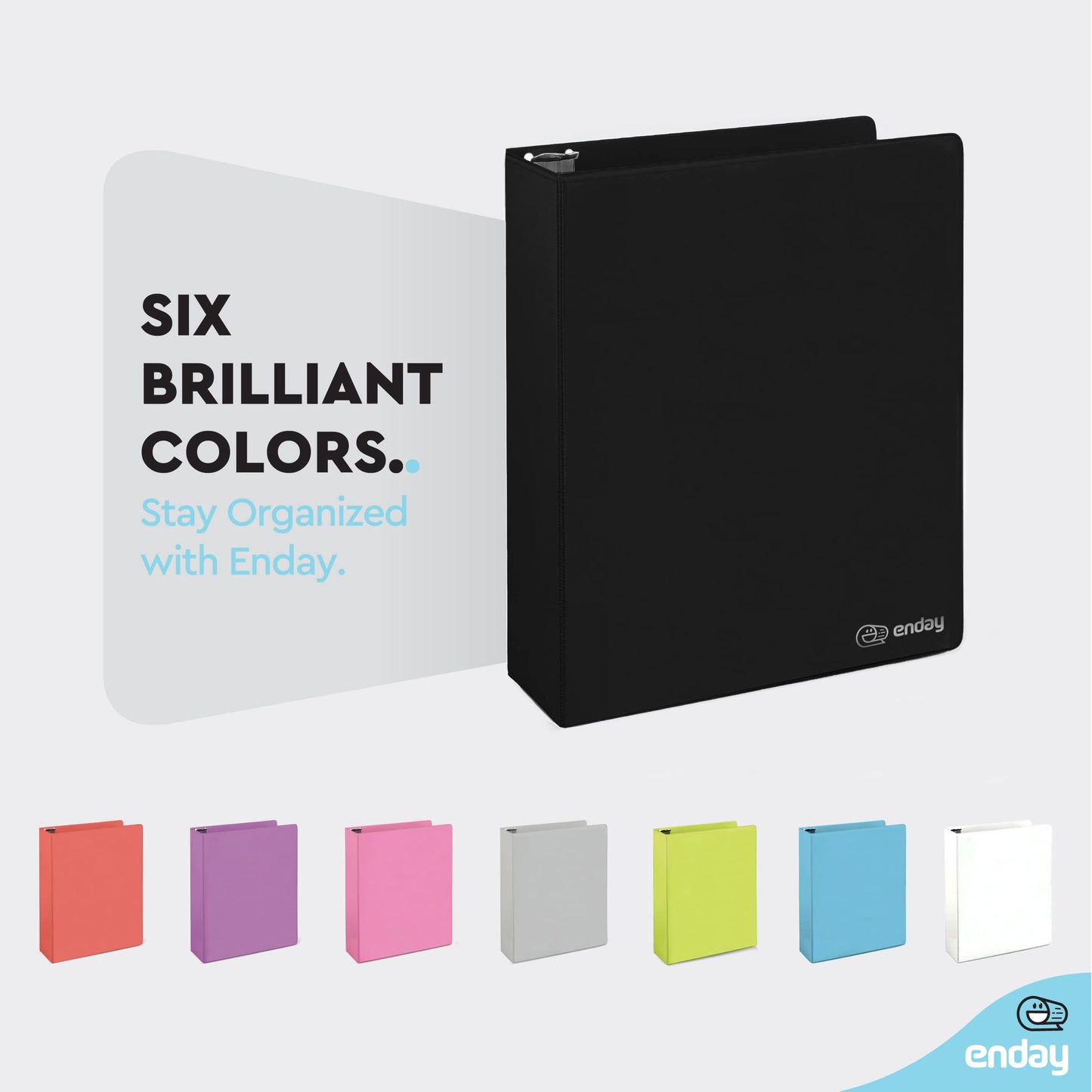 Enday 3 Ring Binder 1.5 Inch, Black Heavy Duty Three Ring Binder, 325 Sheets Capacity - 1.5 Inch Binder for Home School and Office