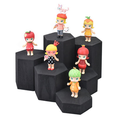MOOCA Wooden 6 Pcs Hexagon Risers for Display Jewelry and Accessories Display Stand, Wooden Risers For Jewelry Figurine, Black Color