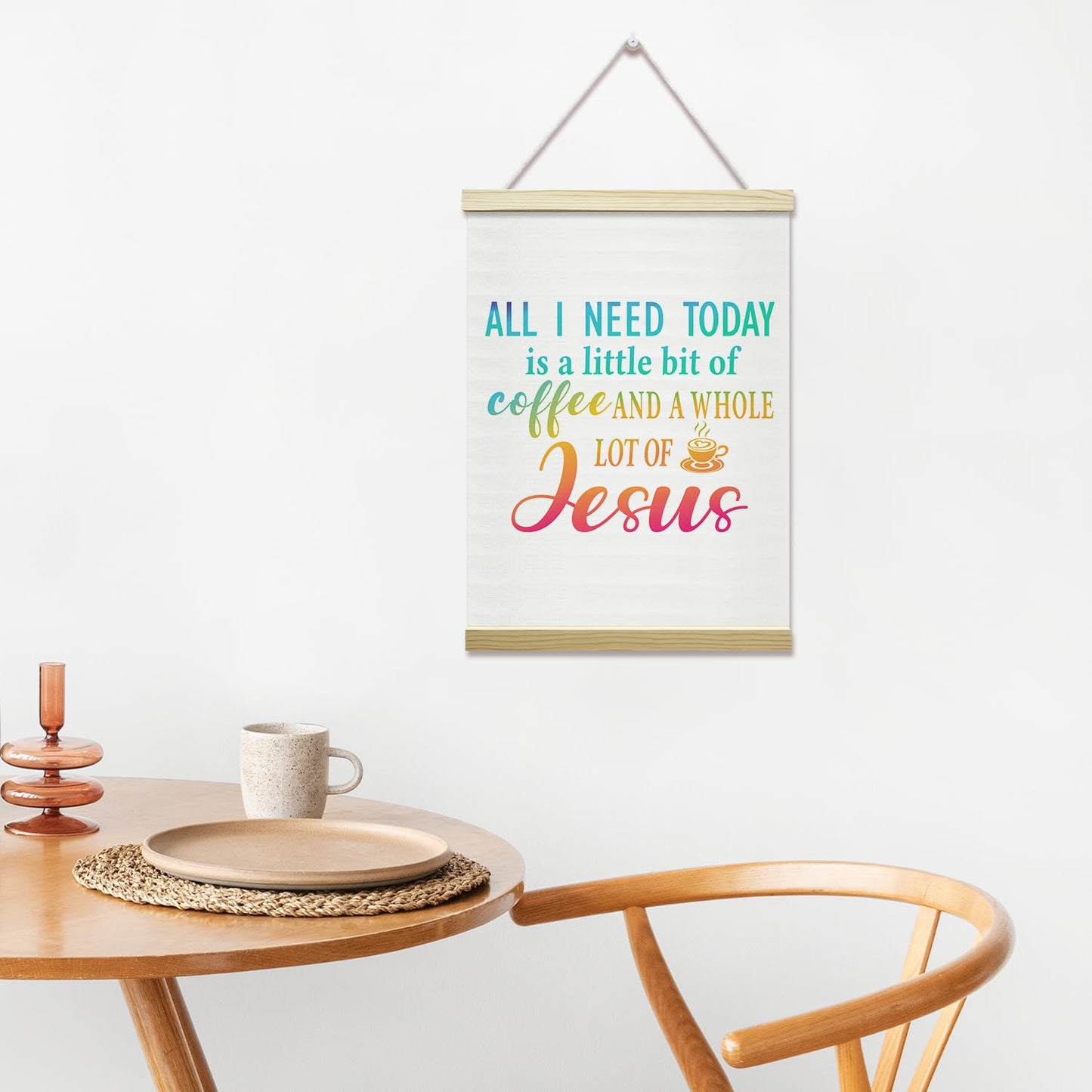 mermermu Coffee and Jesus Poster Hanger Frame, Inspirational Christian Posters Canvas Wall Art for Cafe Office Kitchen Living Room Decor, 12x16 Inches -039