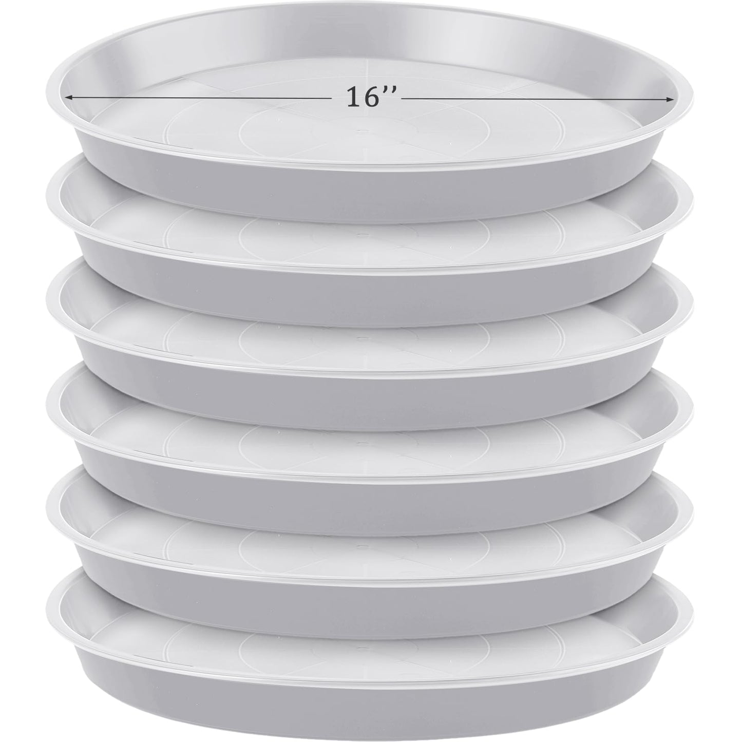 Eccliy 6 Pack Plastic Plant Saucer Heavy Duty Planter Saucers Large Plant Pot Saucers Plastic Water Trays for Indoors and Outdoors Flower Plant Plant Drip (White,16 Inch)