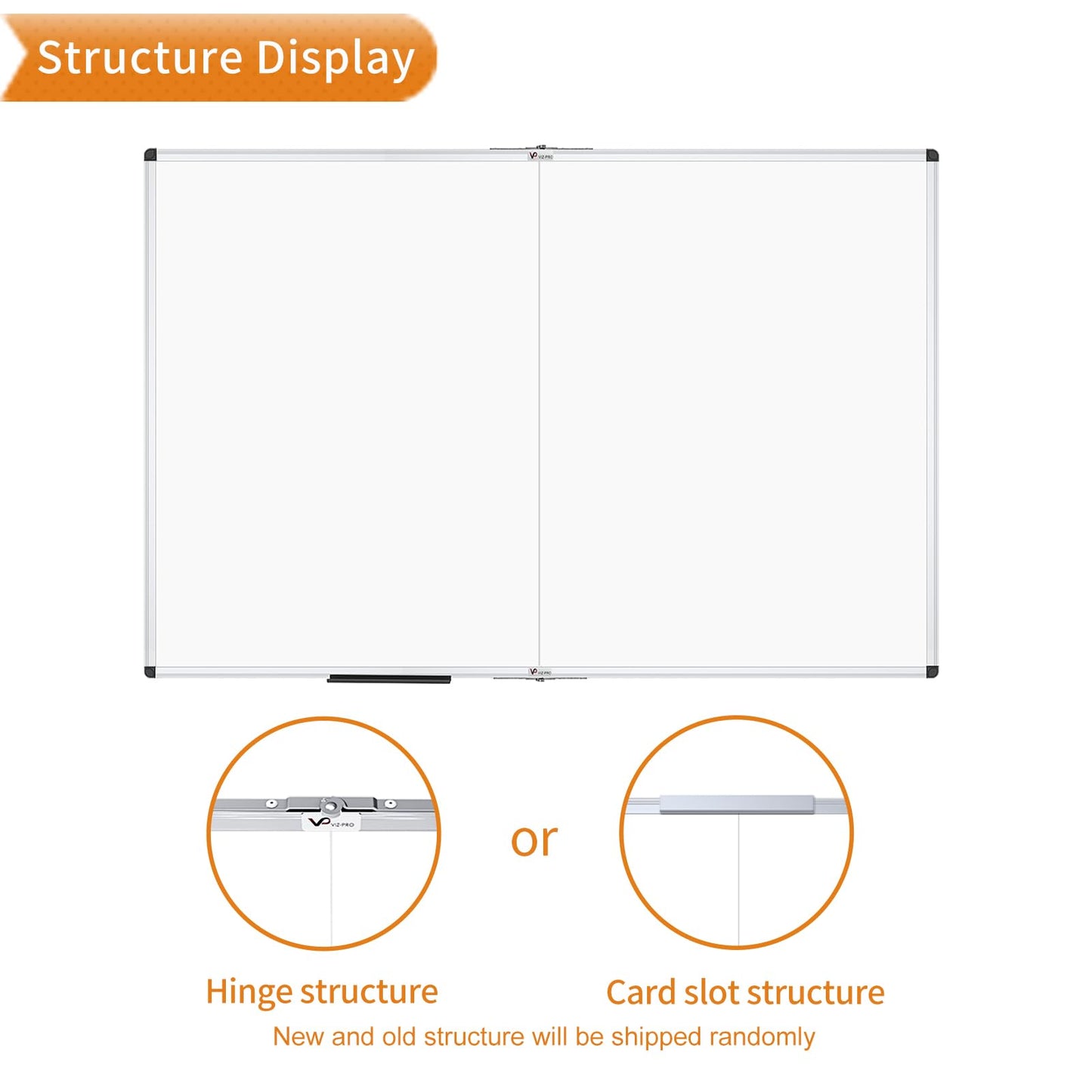 VIZ-PRO Magnetic Dry Erase Board, 60 X 36 Inches, Foldable Wall-Mounted Whiteboard with Silver Aluminum Frame & Marker Tray for School Office and Home 5' X 3'