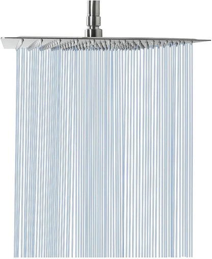 NearMoon Rain Shower Head, High Flow Stainless Steel Square Rainfall Shower, Waterfall Bath Shower Body Covering, Ceiling or Wall Mount (12 Inch, Brushed Nickel)
