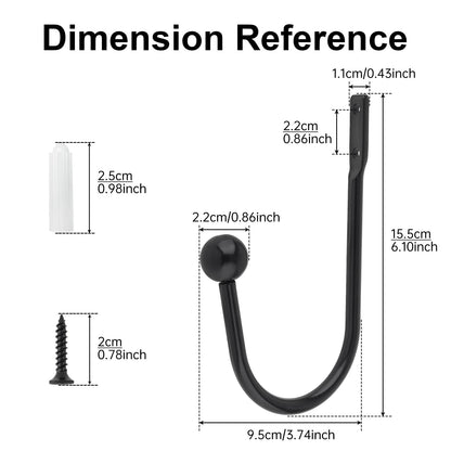 Curtain Holdbacks 4 Pack,Wall Mounted Black Window Curtain Hooks for Wall