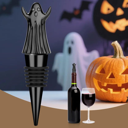 MR.BARWARE Ghost Wine Stopper – Spooky Gift for Men Women, Black Ghost-Shaped Bar Accessory with Gift Bag, Perfect for Halloween Birthday Fathers Day Christmas