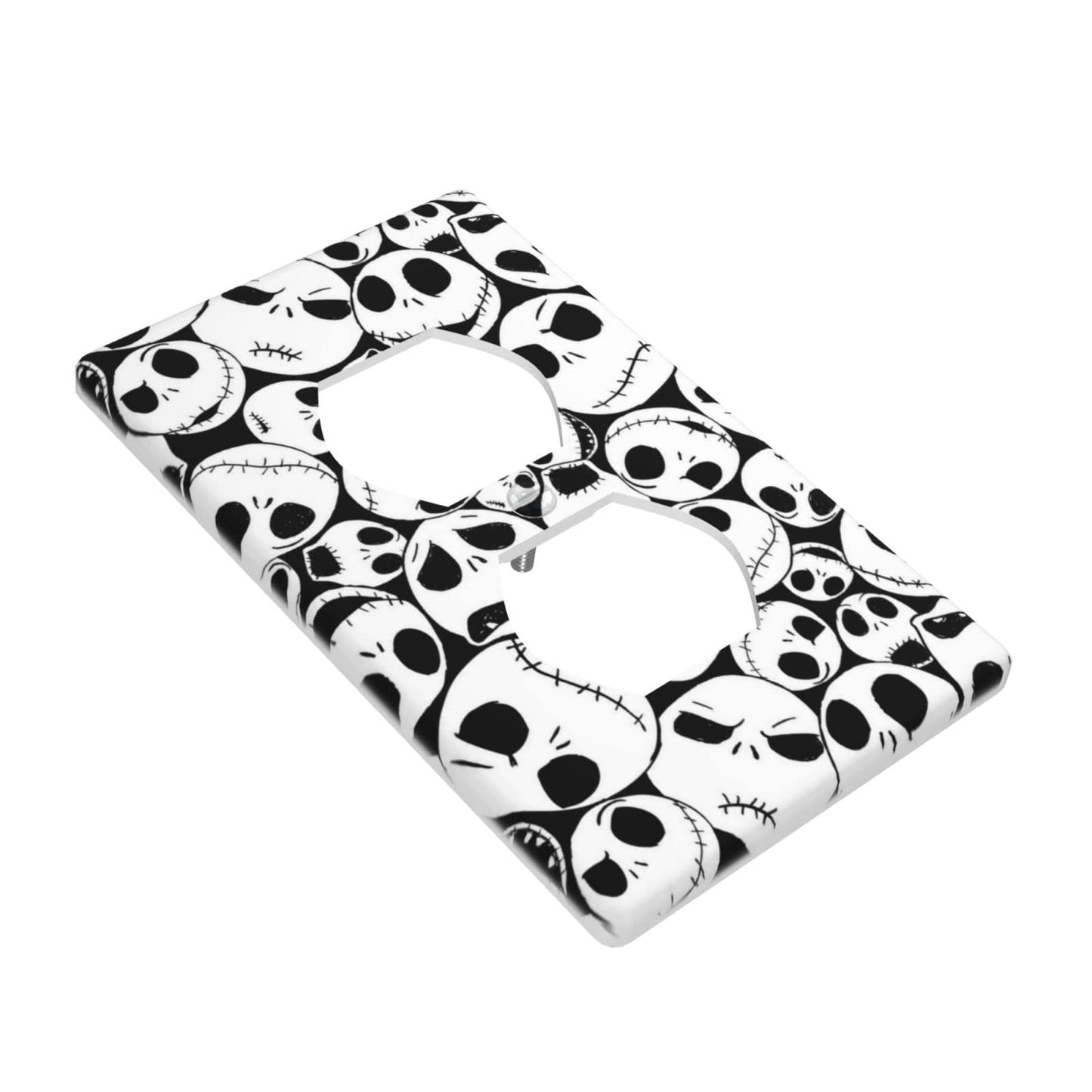 Halloween Skull Electrical Outlet Cover Decorative 1-Gang Duplex Receptacle Wall Plate Art Faceplate for Bathroom Living Room Bedroom Decorate 4.50" x 2.76"