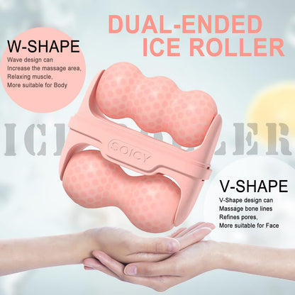 Leeshine Ice Roller for Face and Eyes - Facial Skin Care Tools with 2 in 1 Roller and Travel Case to Reduce Puffiness and Relief Migraine, Pain. Women Gift (Pink)