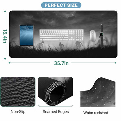 Y YIHANGBEST Creepy Zombies Gaming Mouse Pad Haunted Field Eerie Landscape Halloween Large Mousepad Desk Keyboard Mat for PC,Home,Office 35.4"X15.7"