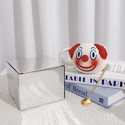 AKV Cute Clown Coffee Mug Halloween Joker Statue Mug Funny Ceramic Clown Mug with Coffee Scoop, 400ml Coffee Cups, Cartoon Clown Water Cup, BPA-free, Best Halloween Gifts for Women Kids