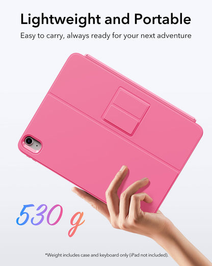 ESR iPad 11th (A16) 2025/10th Gen Flex Keyboard Case, Ultra-Light Magnetic Detachable Keyboard for iPad 10.9" with Writing/Viewing Modes, Larger Precision Trackpad, Pink