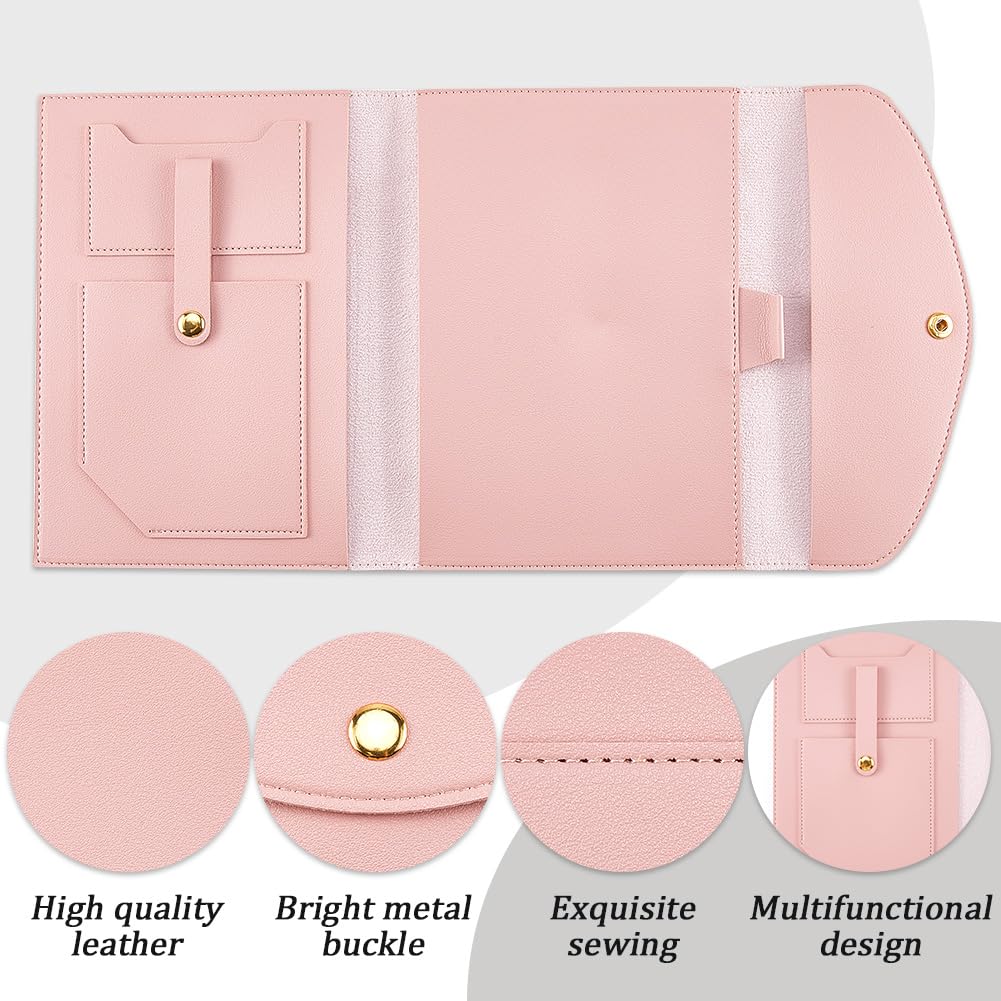 CRASPIRE A5 Leather Notebooks Cover for Pink PU Journal Planner Travelers Notebook with Card Slots Pen Holder File Folder Business Pocket Documents Portfolio Organizer Briefcase for Refillable Notepad
